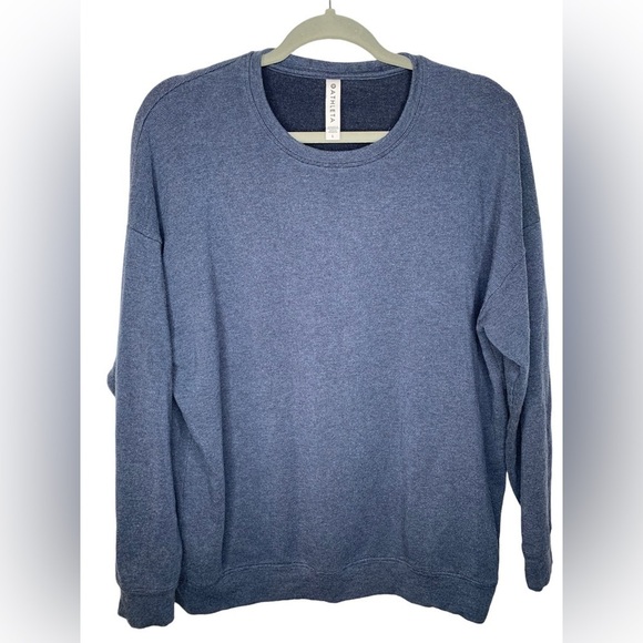 Athleta Studio to Street Printed Sweatshirt Stripe Navy Heather Large - Picture 7 of 9